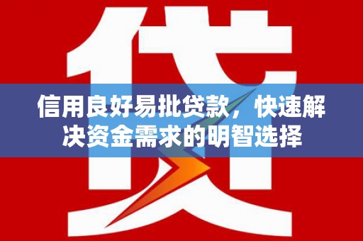 聊城信用良好易批贷款，快速解决资金需求的明智选择